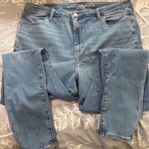 American Eagle Outfitters Women's Light Blue Straight Leg Jeans